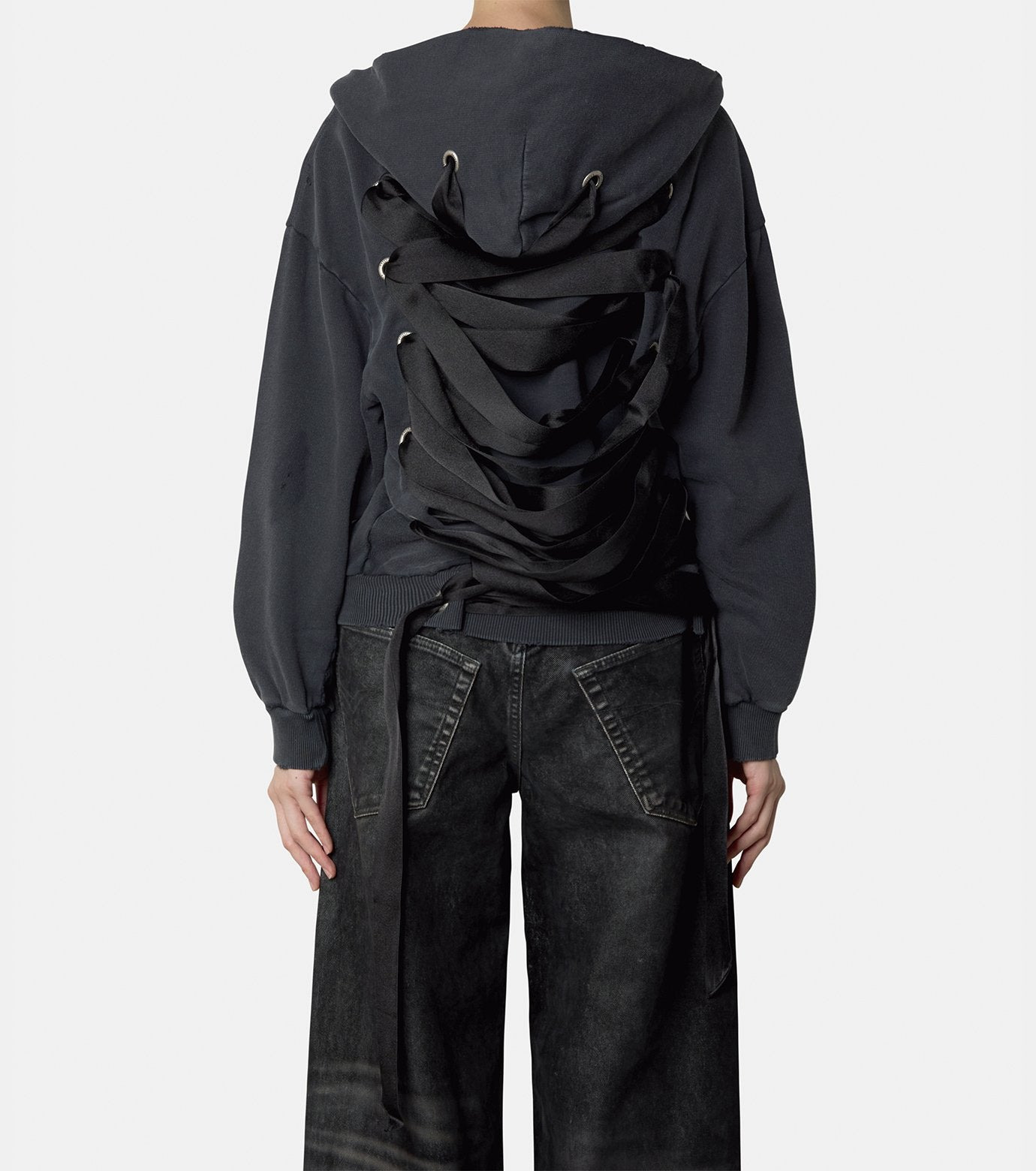 Lace-Up Zip-Up Hoodie - 3
