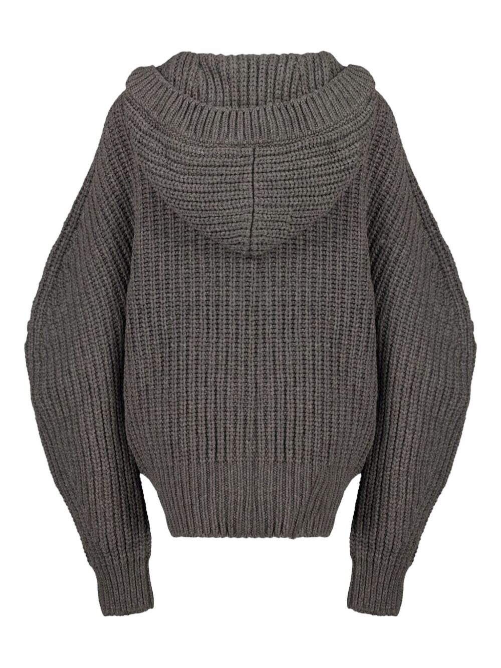 hooded ribbed cardigan - 2