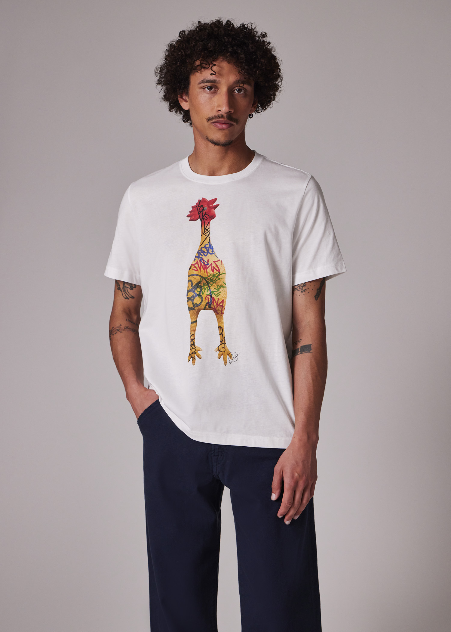 White 'Rubber Chicken' Print T-Shirt - 4
