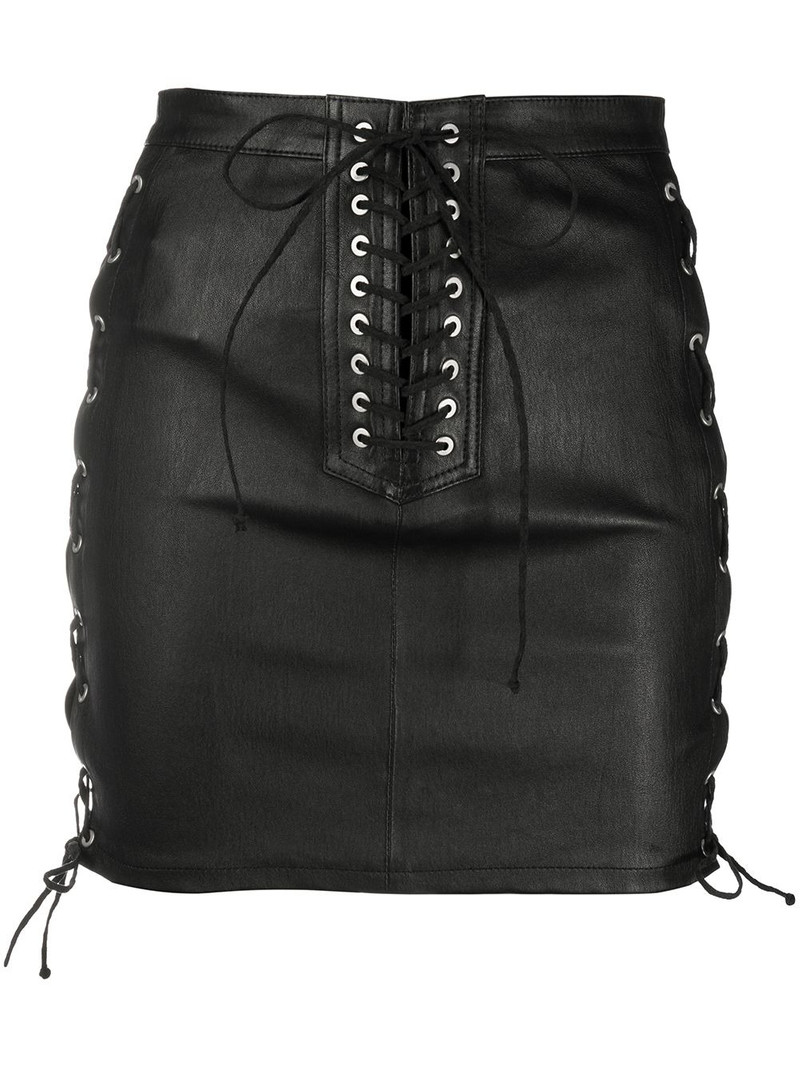 laced leather mini skirt 1
