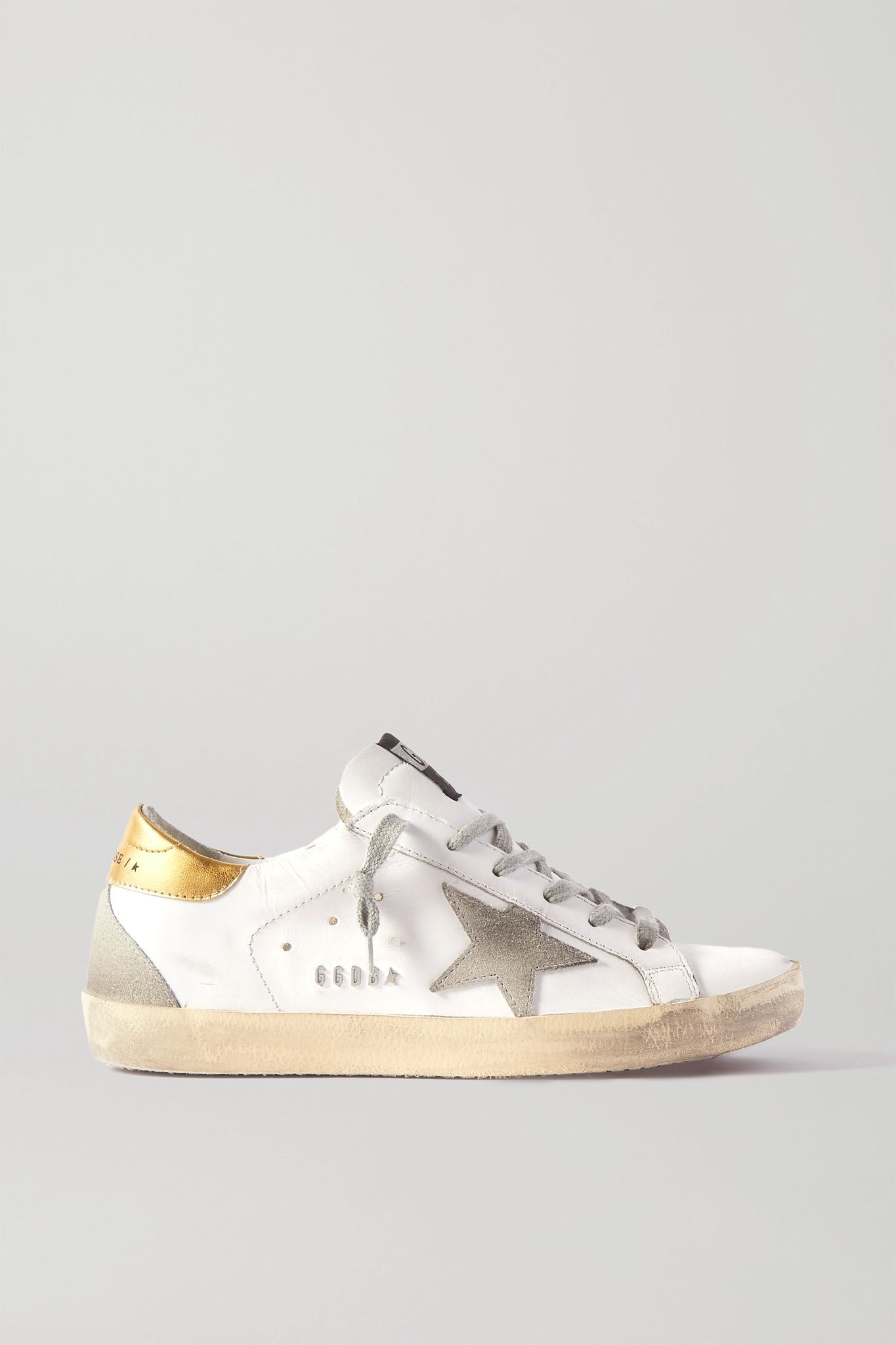 Superstar distressed leather and suede sneakers - 1