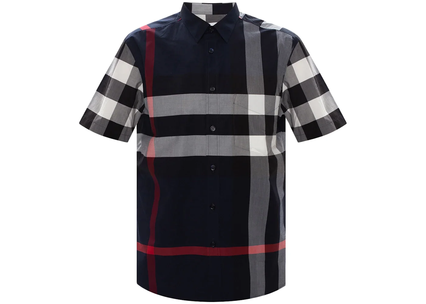 Burberry Checked S/S Shirt Navy - 1