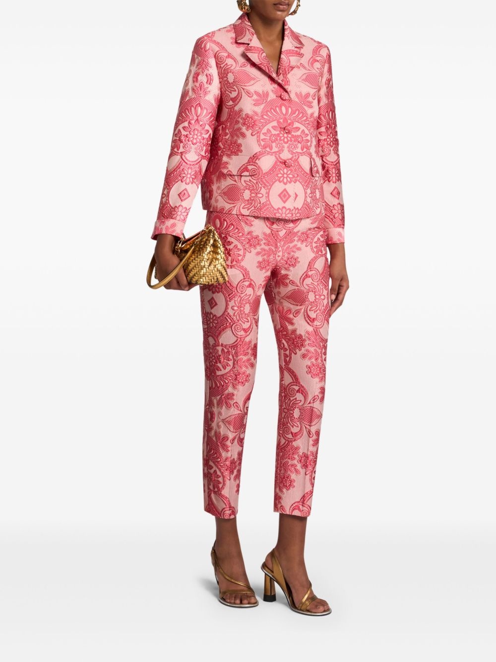 paisley-jacquard cigarette trousers - 2