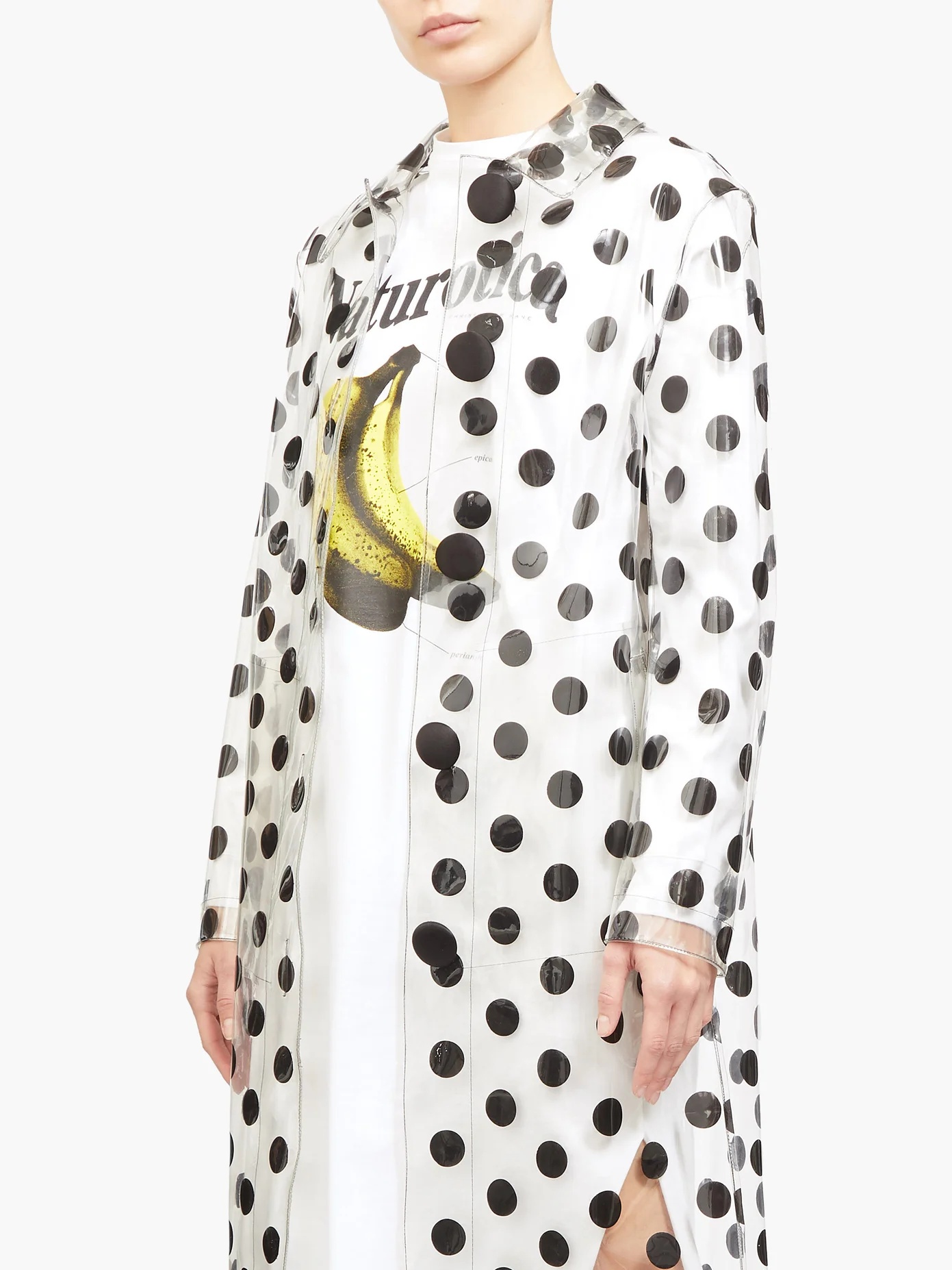 Polka-dot PVC single-breasted coat - 6