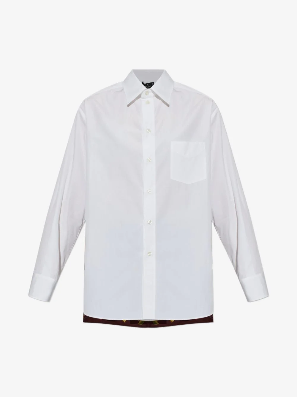 floral-print silk-panel shirt - 1
