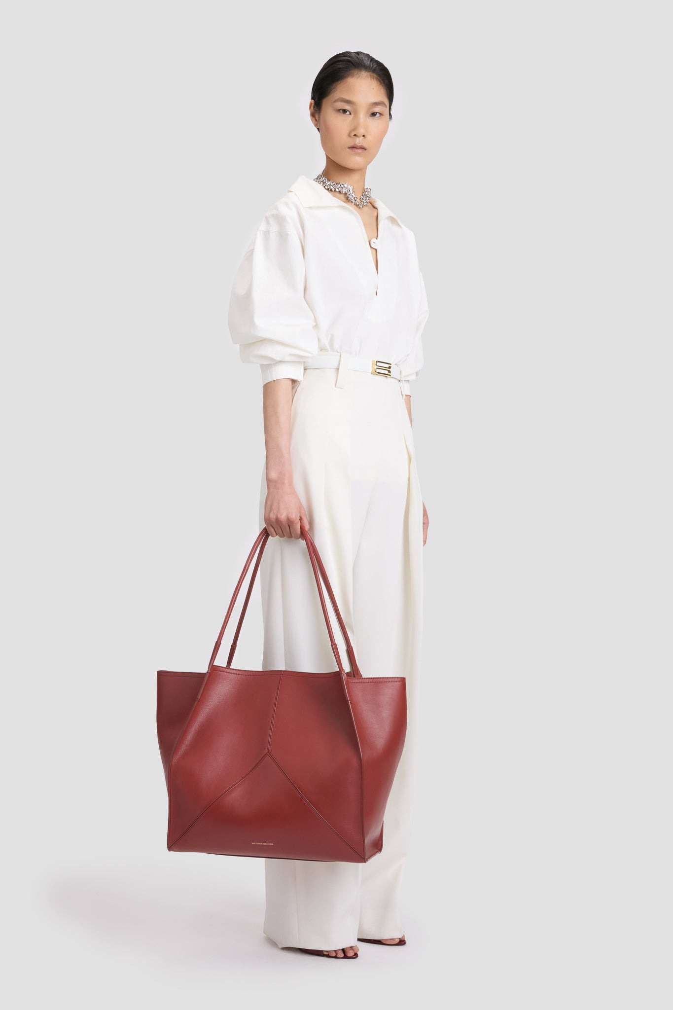 Victoria Tote In Brick Red Soft Leather - 3
