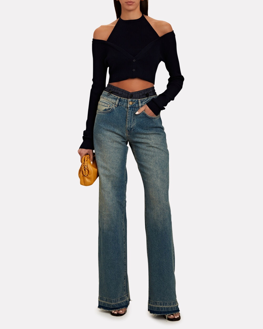 Double Waisted Wide Leg Jeans - 2