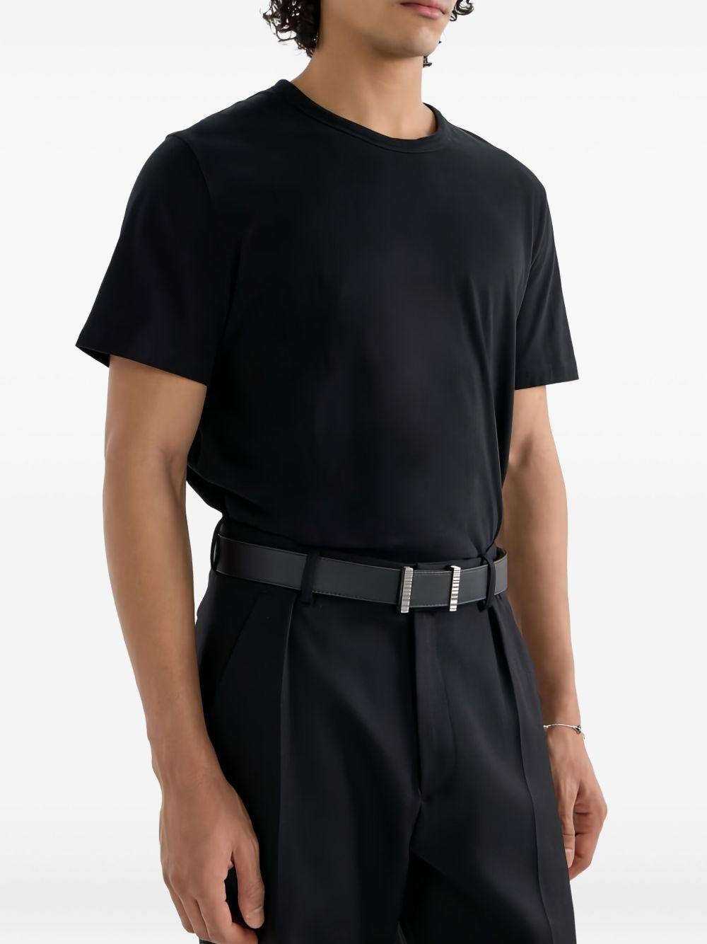 ribbed-buckle leather belt - 4
