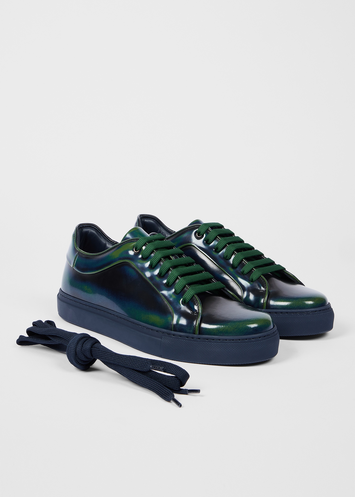 Navy and Green 'Basso' Trainers - 2