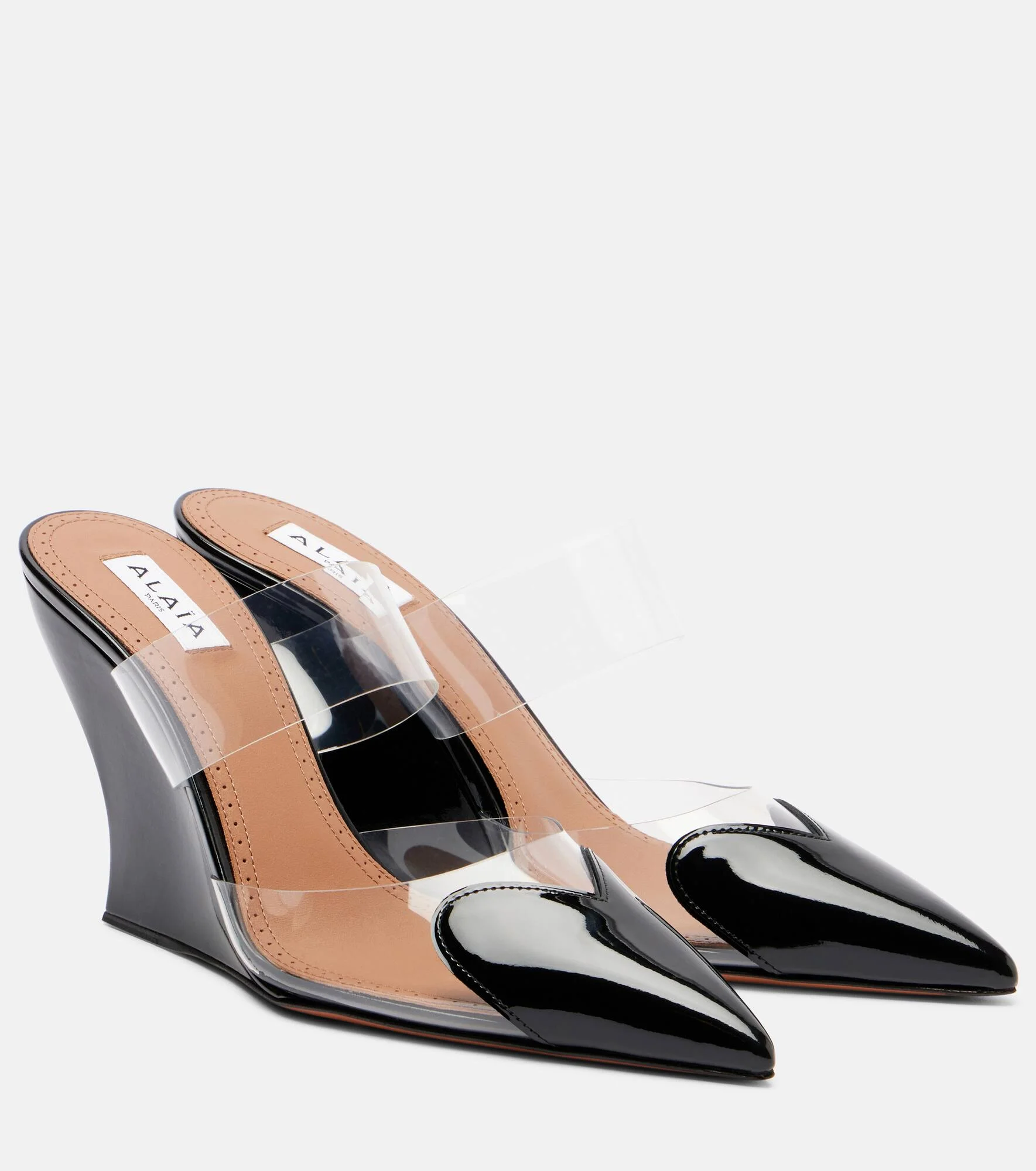 Le Cœur 90 patent leather wedge mules - 1