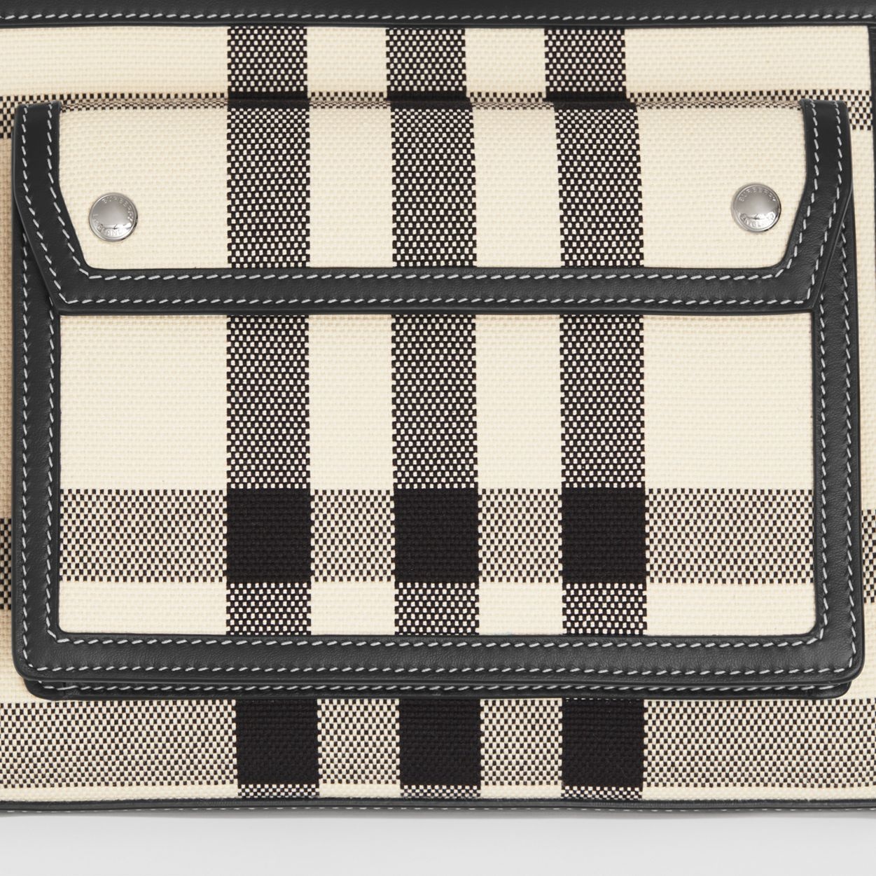 Mini Check Canvas and Leather Pocket Bag - 2