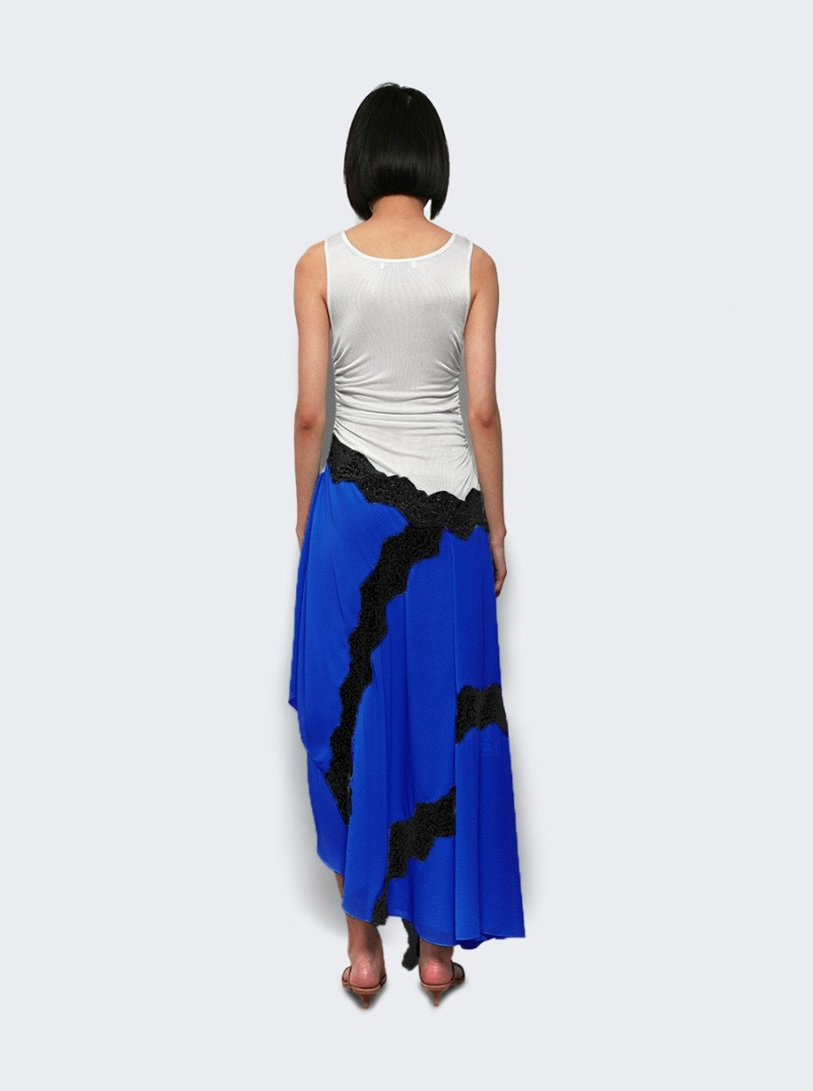 Cutaway Lace Gathered Tank Dress Yves Blue - 5