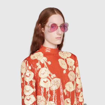 GUCCI Geometrical-frame sunglasses with crystals outlook