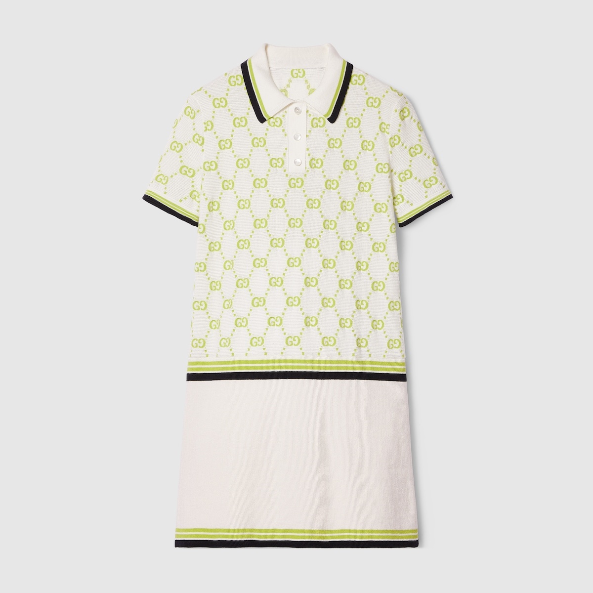 Cotton polo dress with GG intarsia - 1