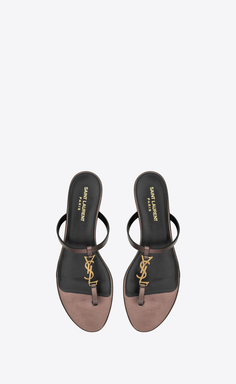 SAINT LAURENT cassandra slides in laminated metallic leather outlook