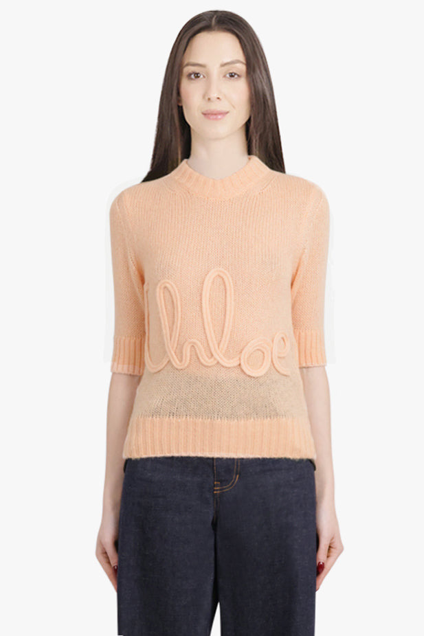 SIGNATURE EMBROIDERY LOGO 3/4 SLEEVE KNIT | PEACH ORANGE - 3