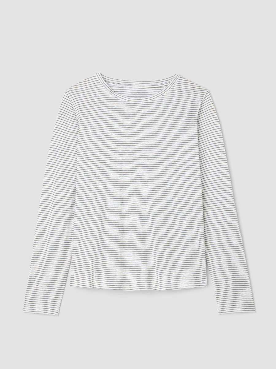 Striped Organic Linen Jersey Long-Sleeve Tee - 1