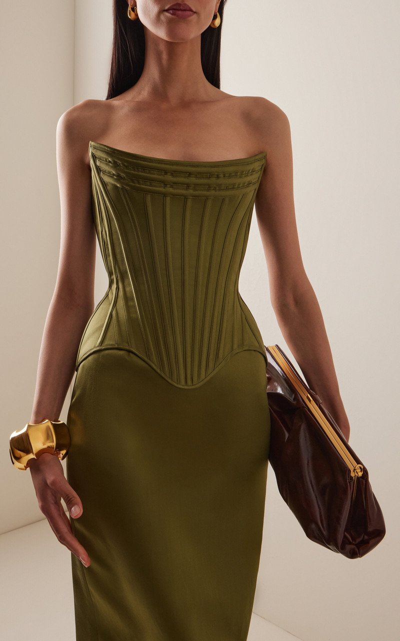 Wiederhoeft Wasp Cotton-Silk Corset Top green outlook