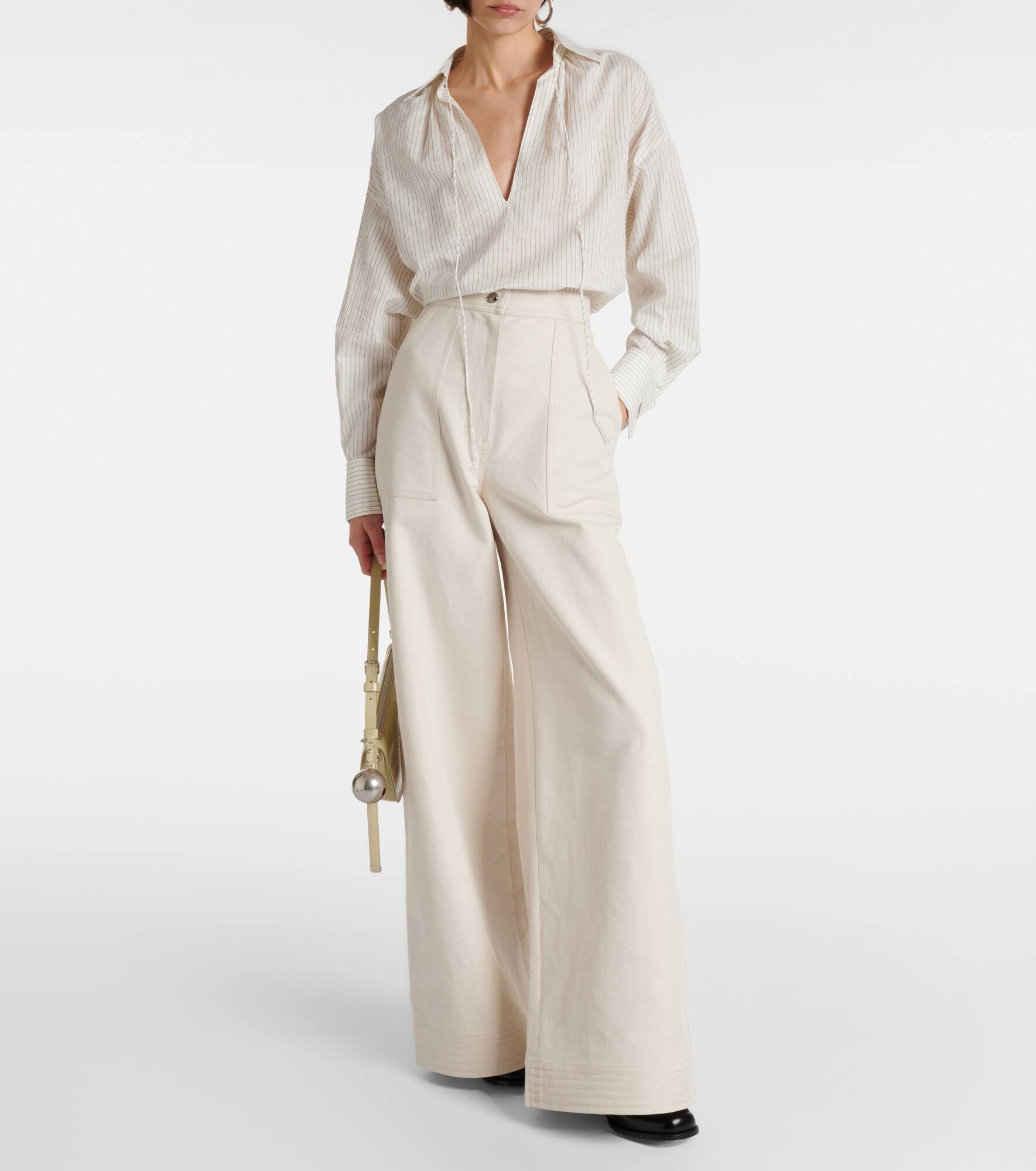 Oboli cotton and linen wide-leg pants - 7