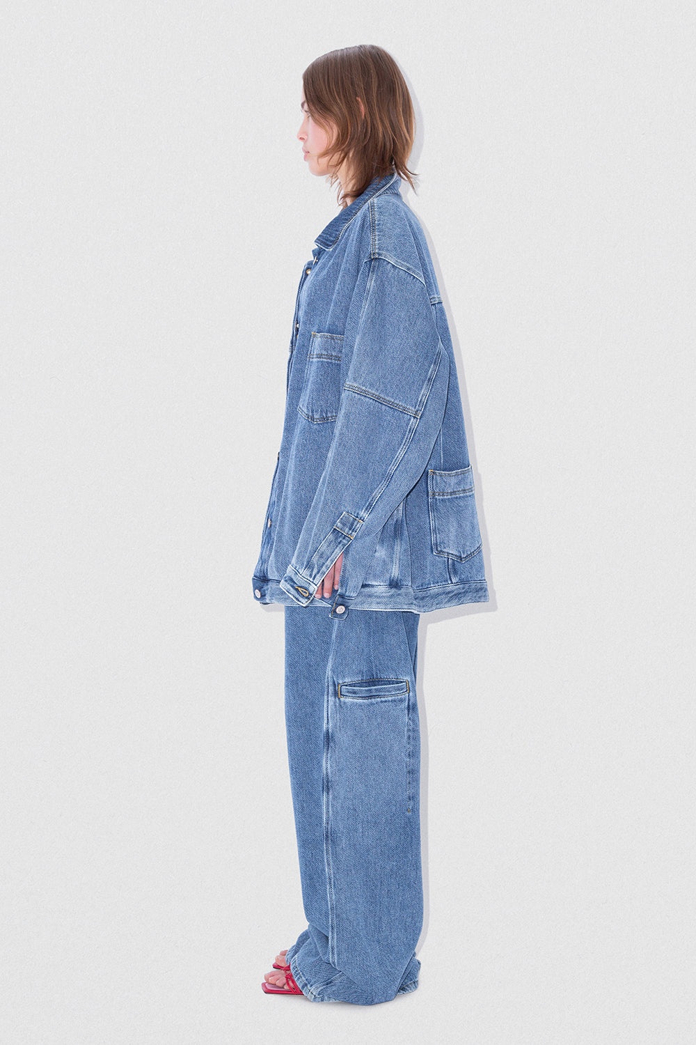 D DENIM OVERSIZE JACKET STONE WASH DENIM - 4