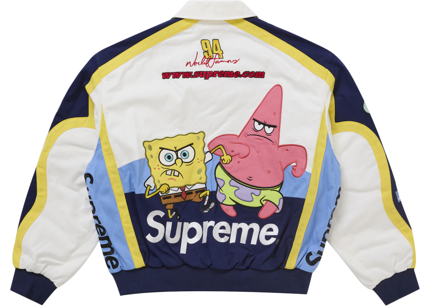 Supreme SpongeBob SquarePants Jeff Hamilton Racing Jacket White - 3