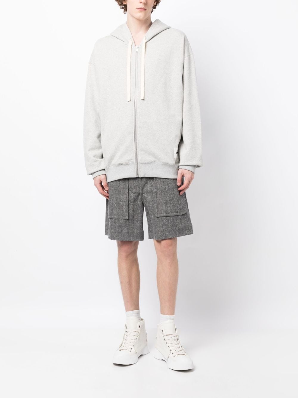 logo-patch cotton cardigan - 2