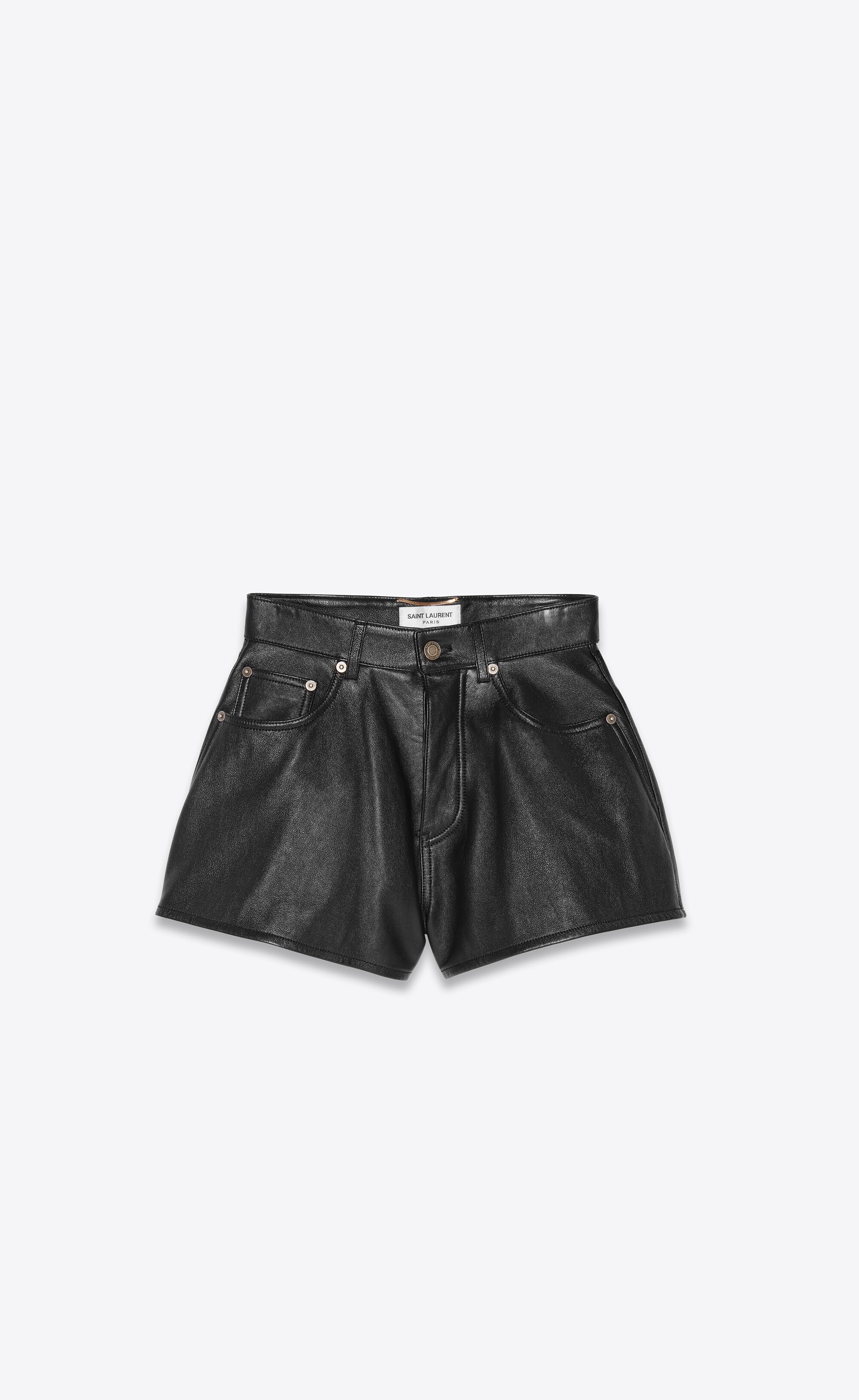 high-waisted shorts in lambskin - 1