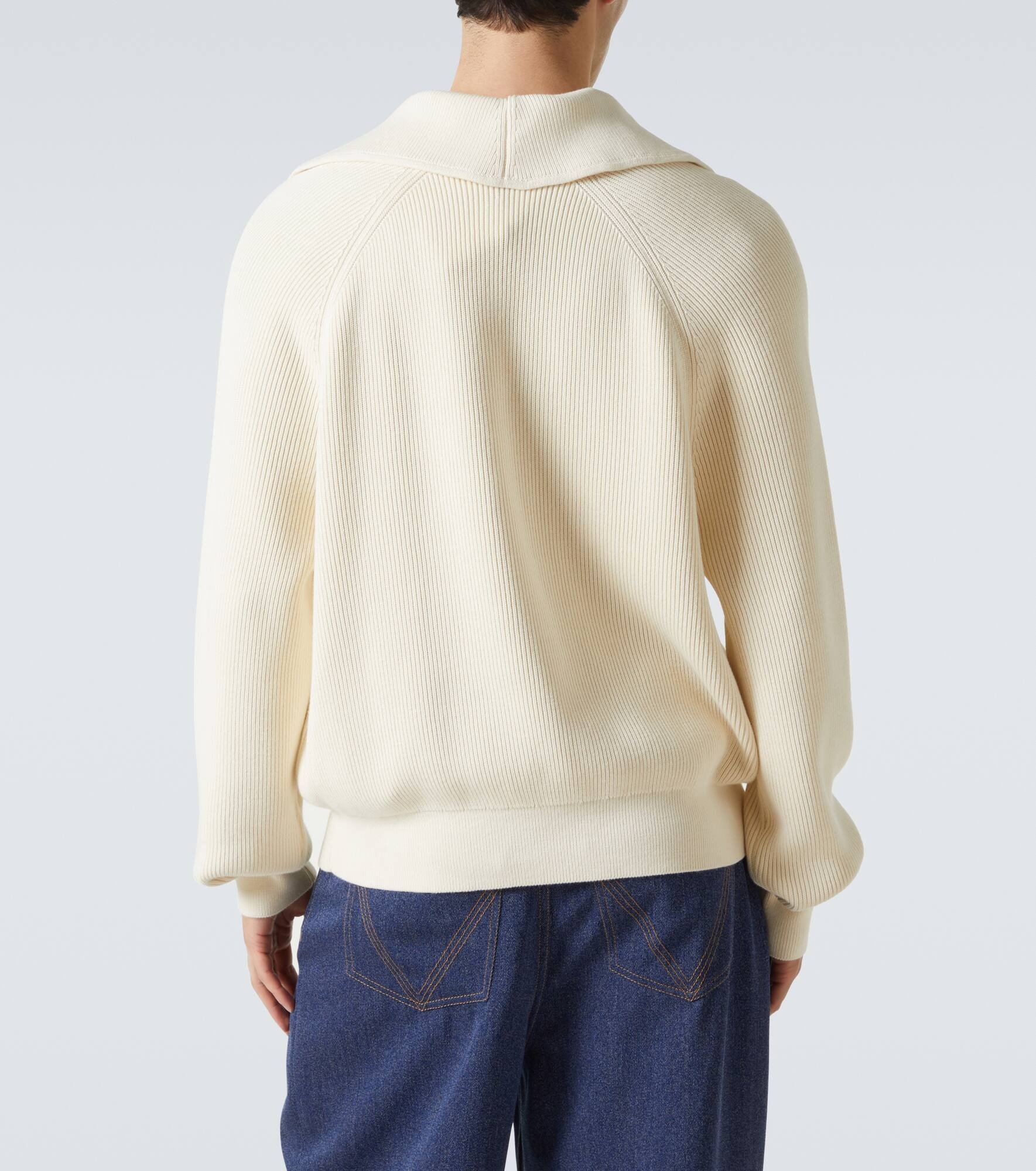 Ribbed-knit cotton polo sweater - 4