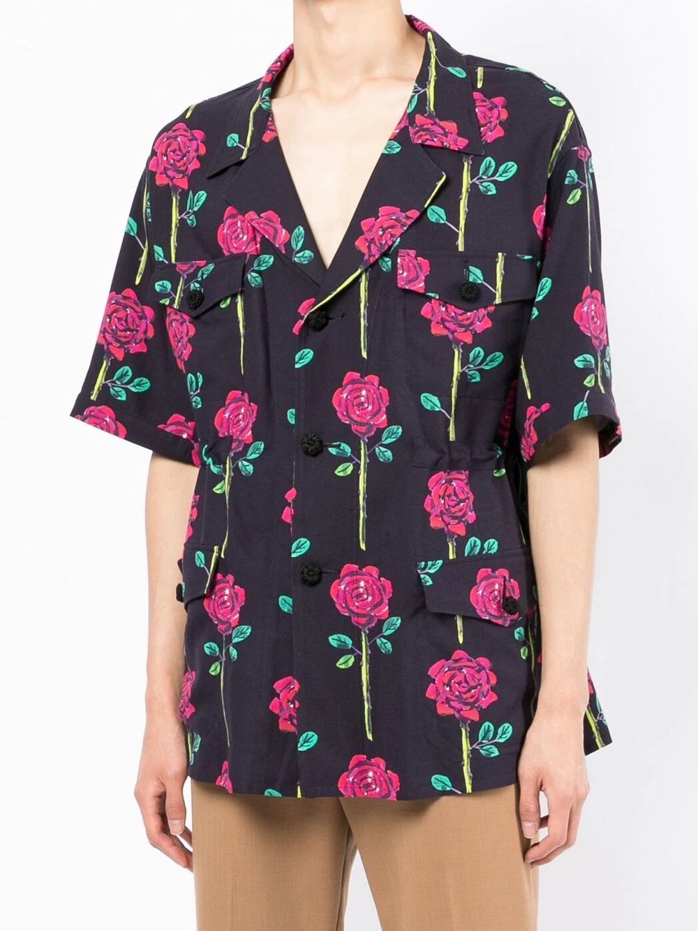 floral-print short-sleeved shirt - 3