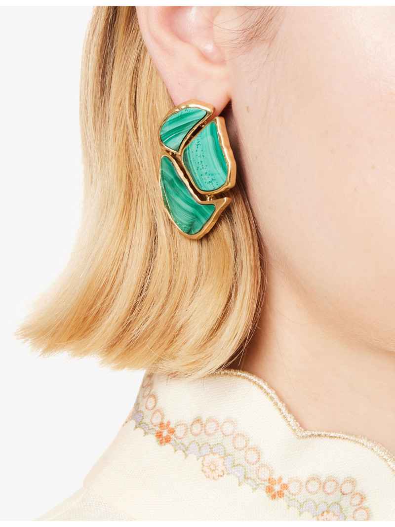 Zimmermann Byron Malachite 16ct Gold-Plated Earrings outlook