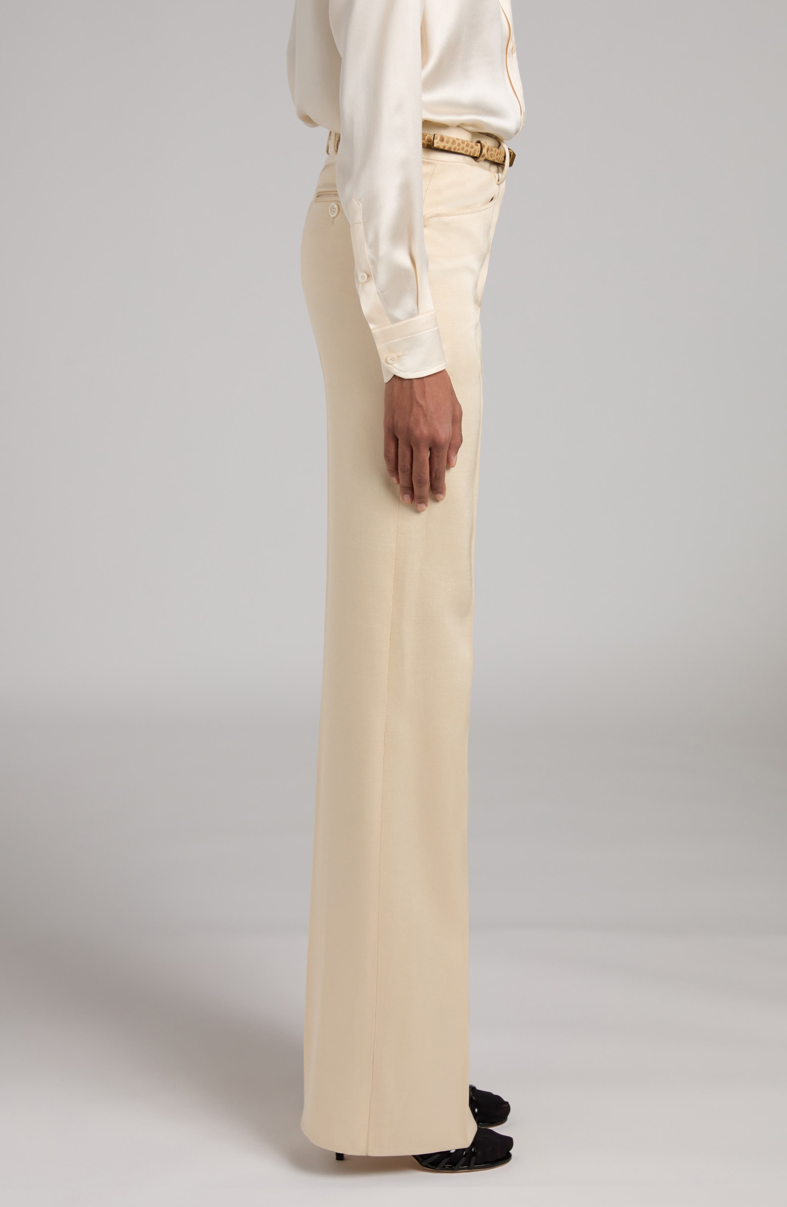 TOM FORD Silk & Virgin Wool Trousers in Aw040 Champagne at Nordstrom - 4