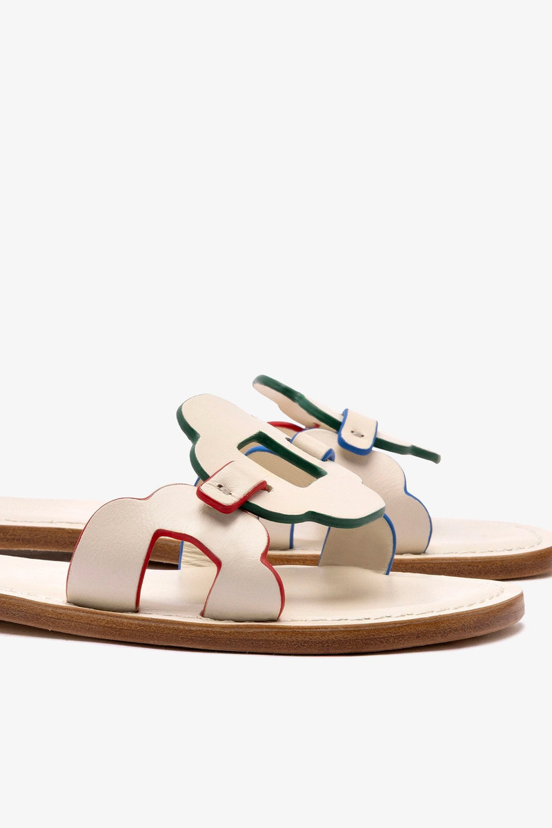 Margherita Slide In Ivory Leather 4
