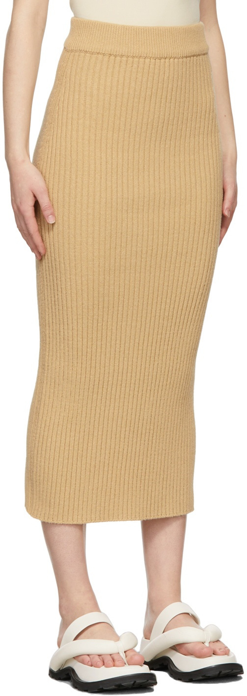 LVIR Beige Knit Long Skirt outlook