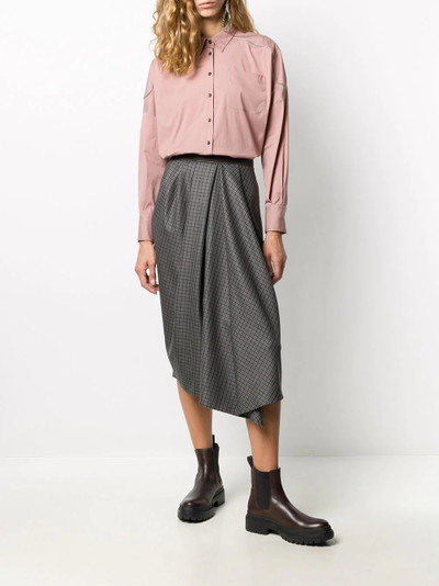 Brunello Cucinelli check-print midi skirt  outlook