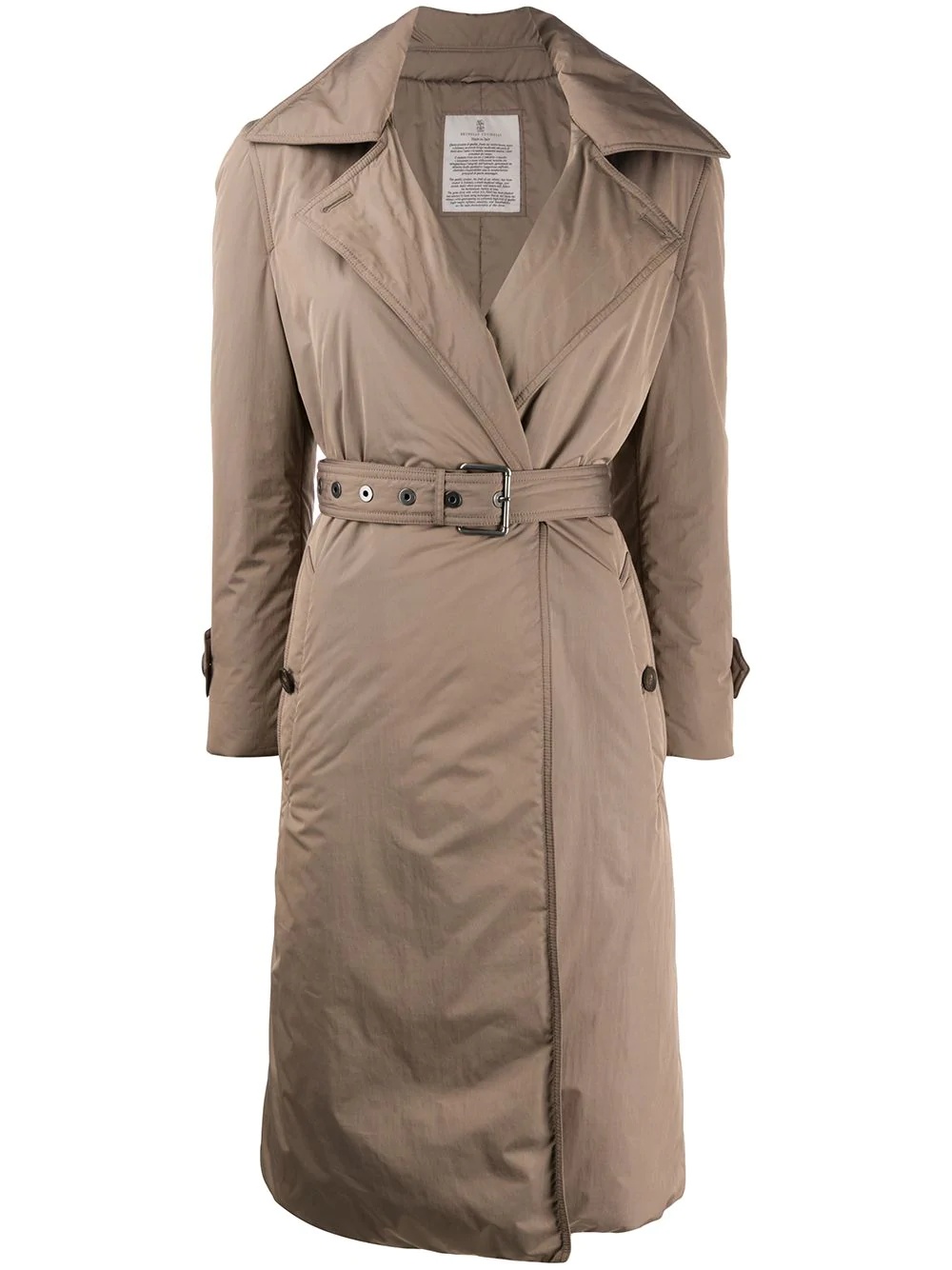 padded belted long coat - 1