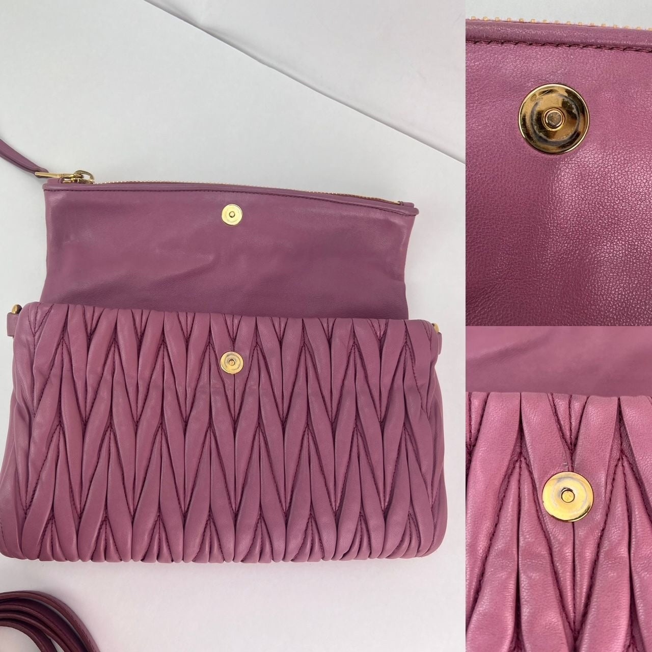 Miu MIU Matelasse Pink Nappa Leather Shoulder Bag - 5