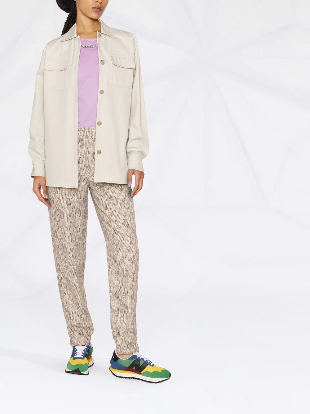 snakeskin-print trousers - 2