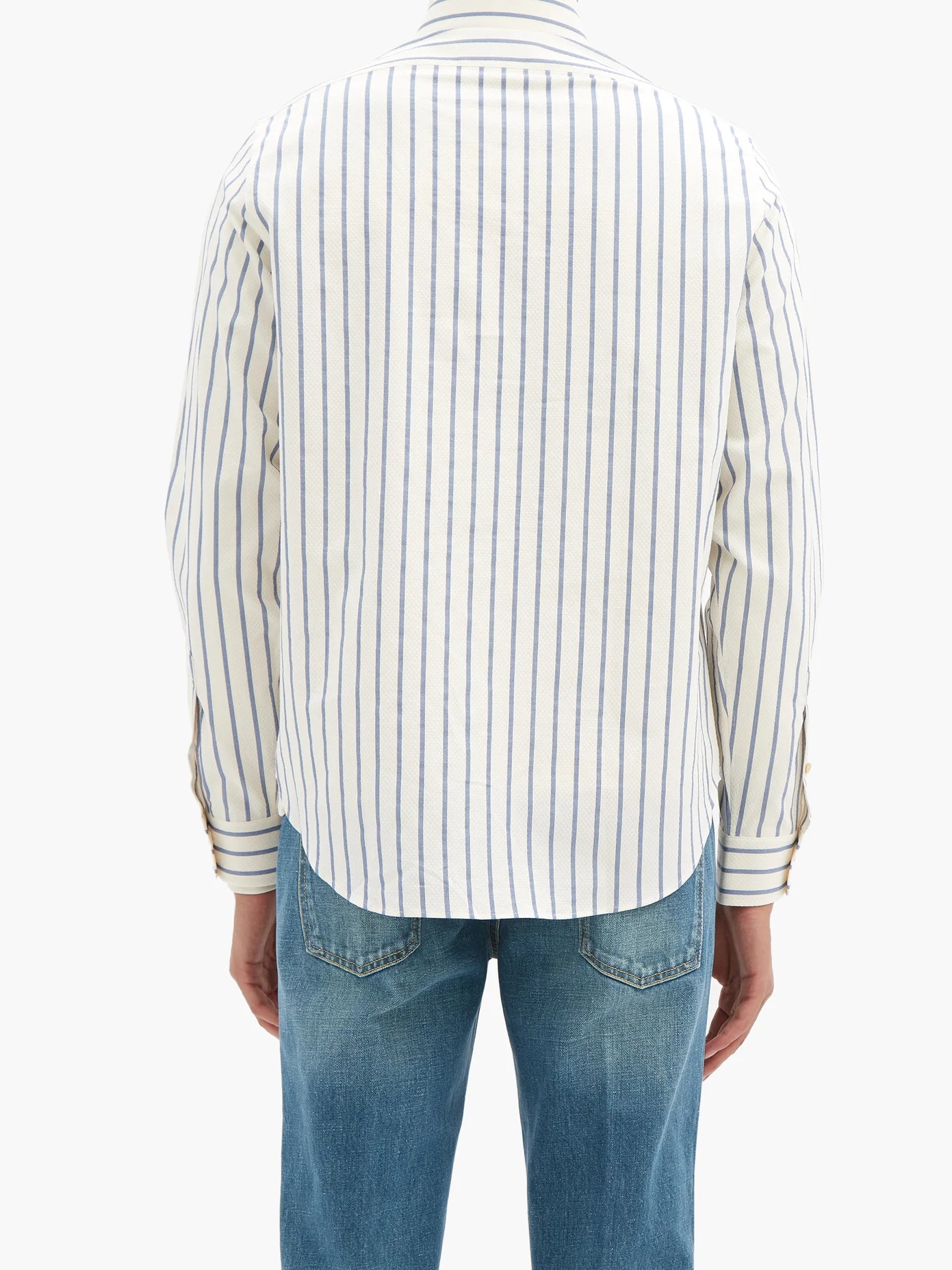 Logo-embroidered striped cotton shirt - 5