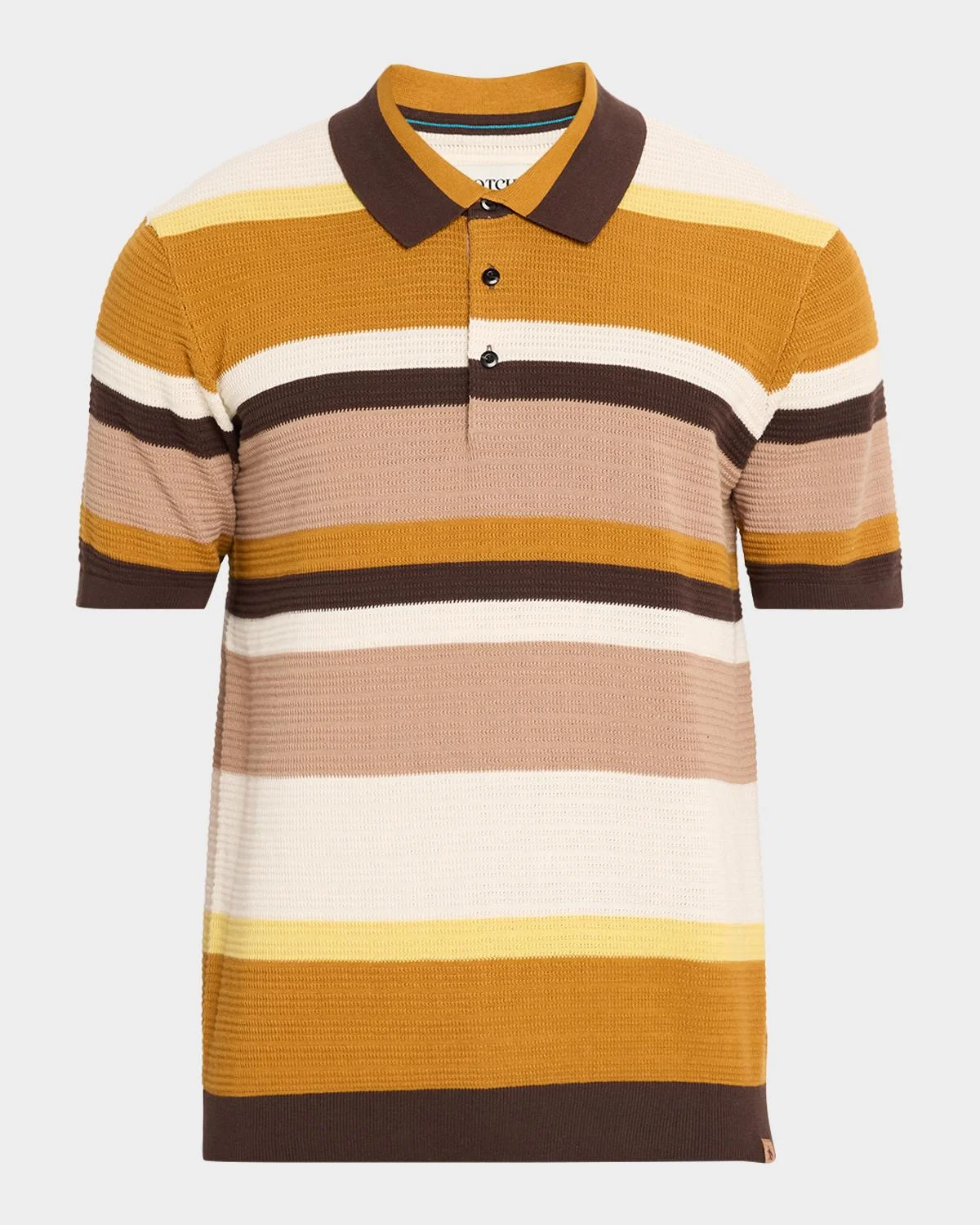 Men's Stripe Textured-Knit Cotton Polo Sweater - 1