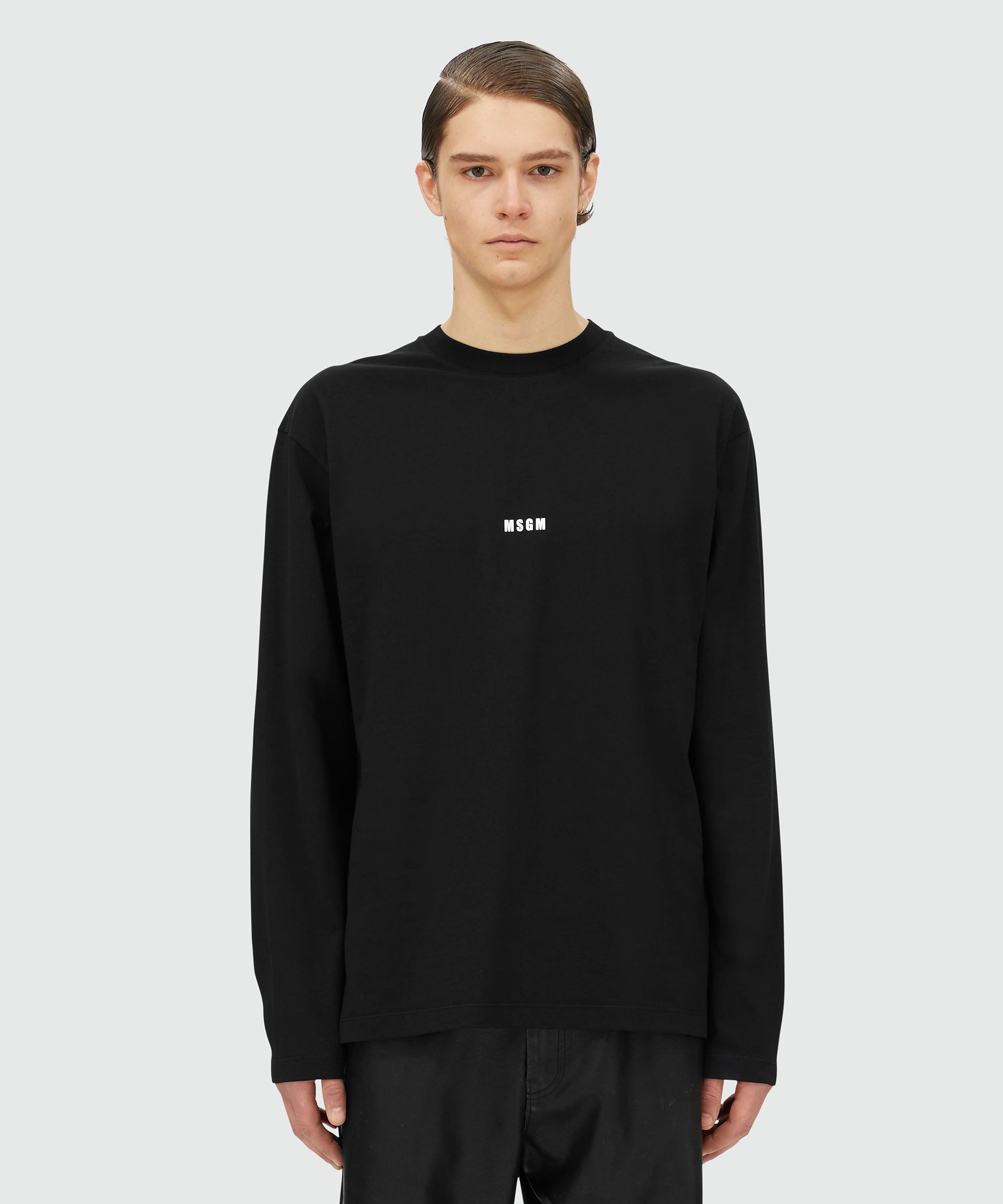 Black jersey T-shirt with micro logo print - 2