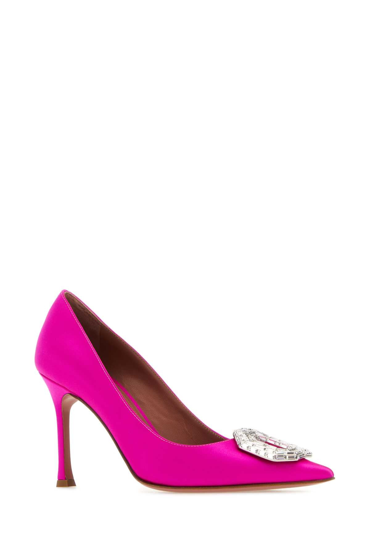 Amina Muaddi Women Fuchsia Satin Camelia Pumps - 2