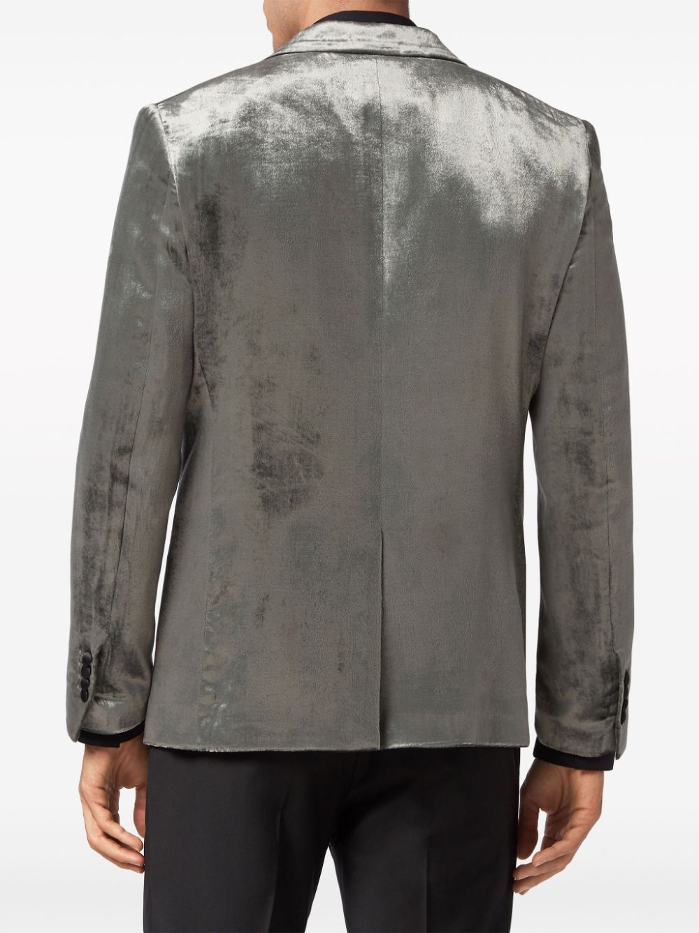 contrast-lapel velvet blazer - 4