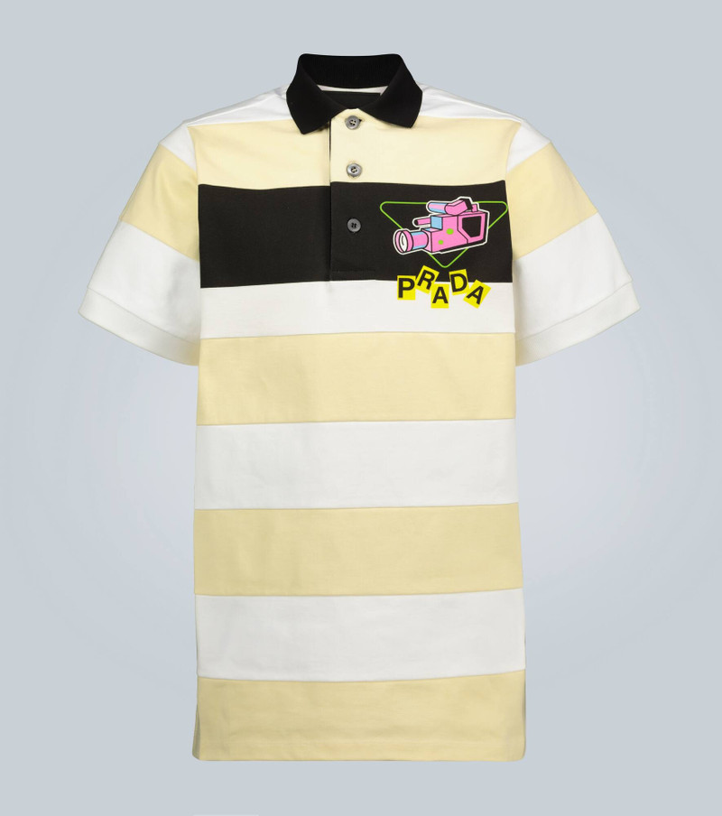 Camera printed striped polo shirt 1
