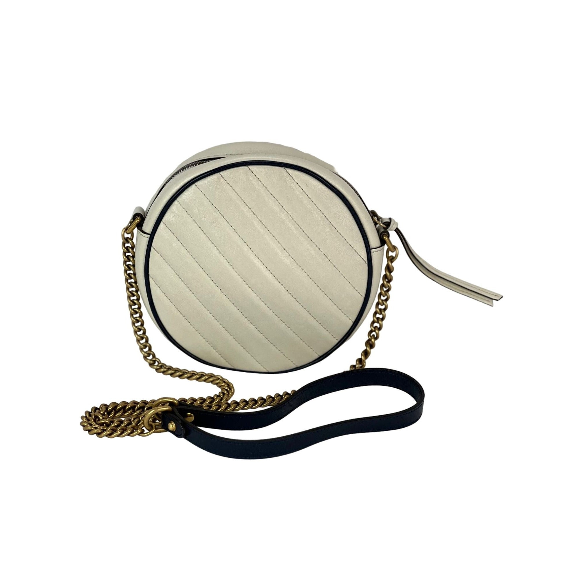 Gucci GG Azalea Matelasse Leather Round Mystic White Shoulder Bag - 2
