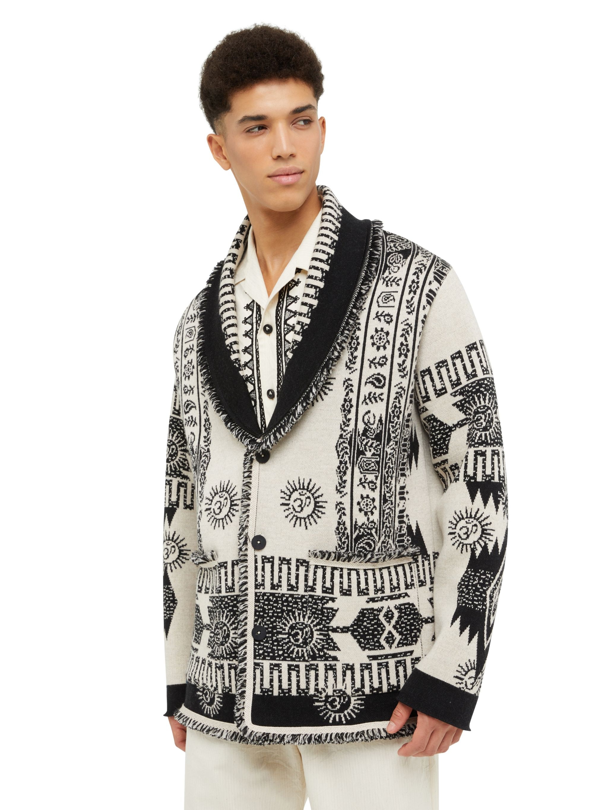 Wood Block Ibrid Jacquard Cardigan - 7