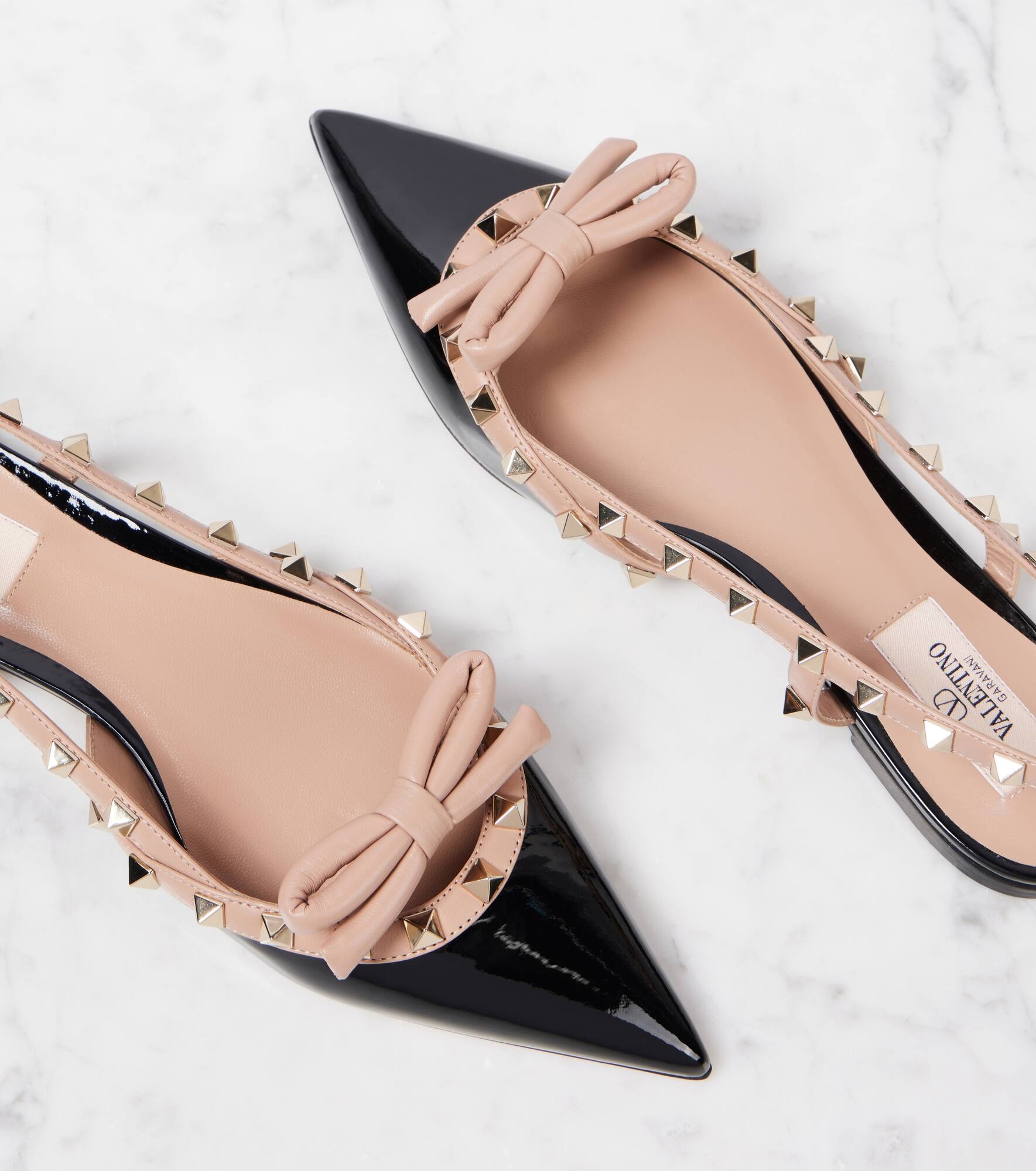 Rockstud Bow patent leather slingback flats - 5