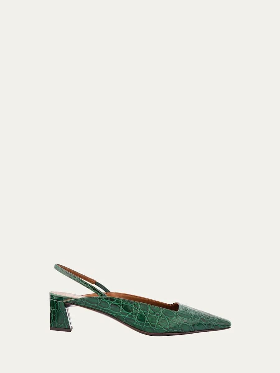 Morpheus Croc-Printed Leather Slingback Pumps - 1