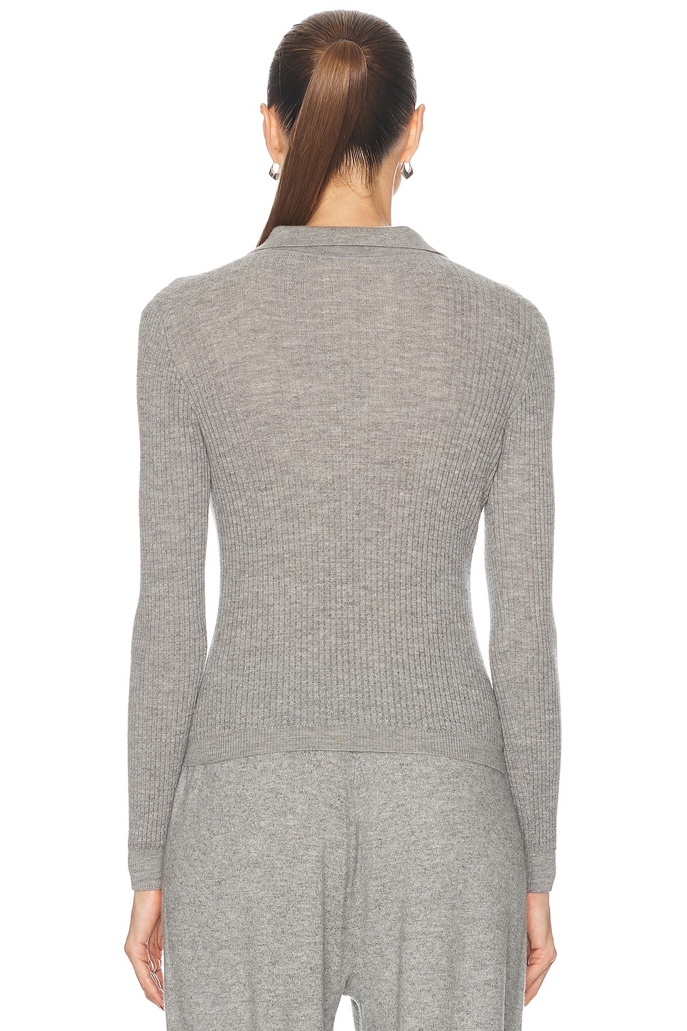 Long Sleeve Shrunken Cashmere Polo - 3