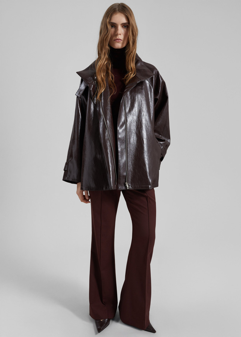 Dalaro Faux Leather Swing Jacket - Burgundy 7
