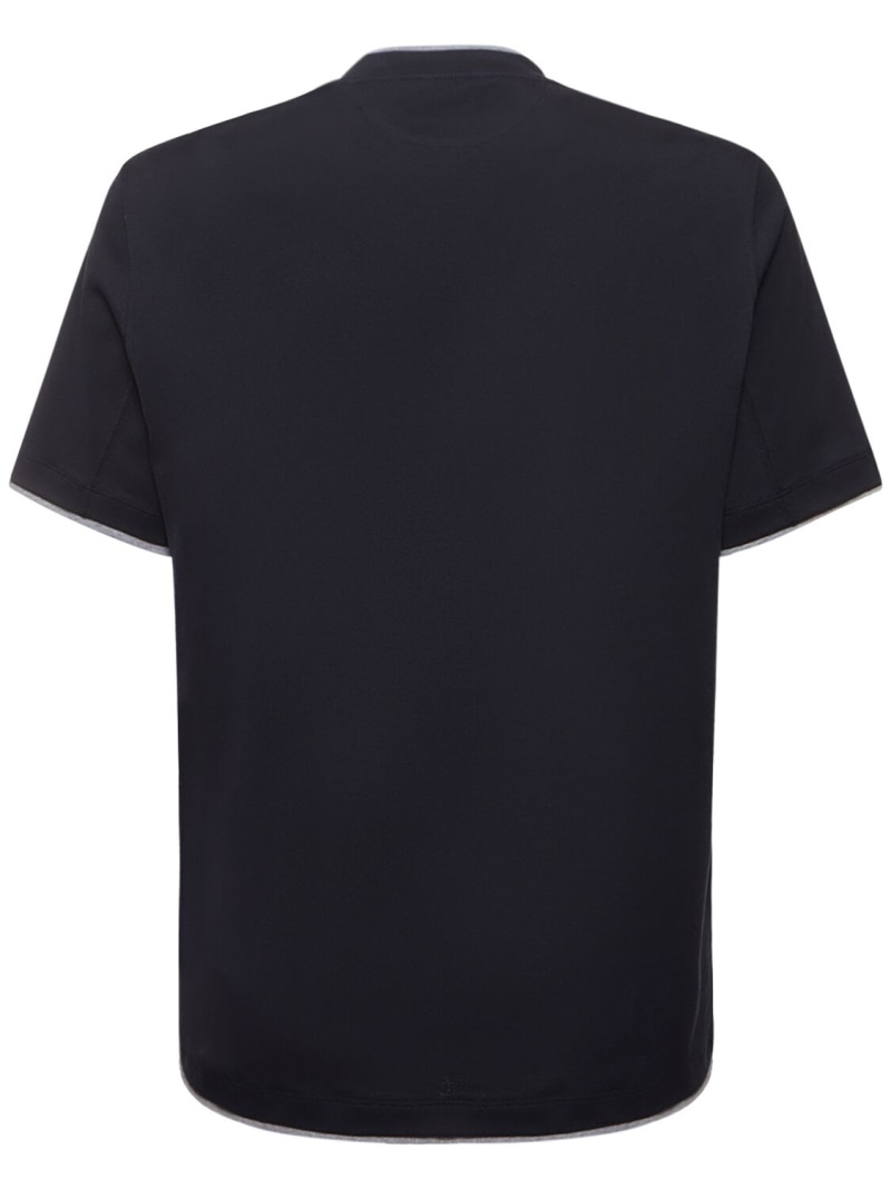 Layered cotton jersey solid t-shirt - 5